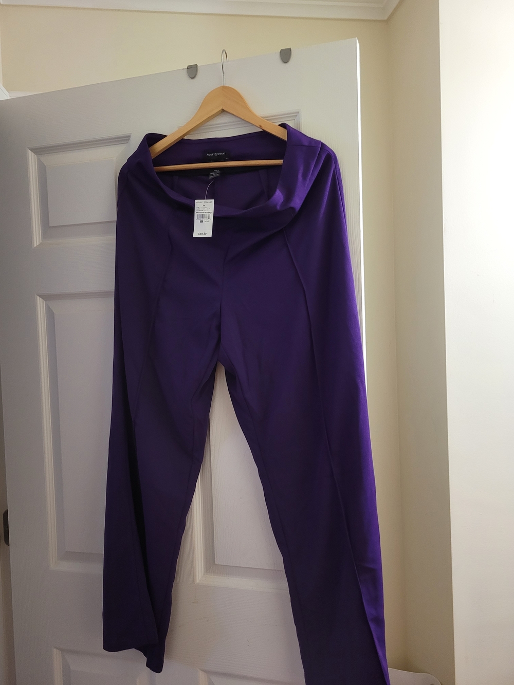 Ashley Stewart Purple Wide-Leg Draped Pants